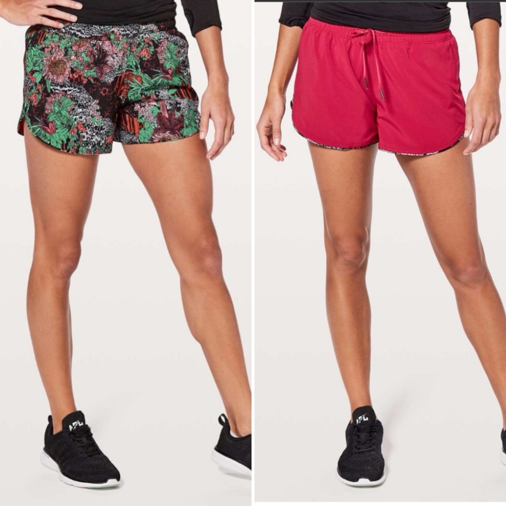 Lululemon Choose A Side Short 3" Ruby Red / Zen Garden Multi Size 8